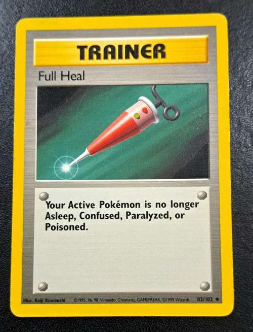 Pokemon Trading Cards - Full Heal - 82/102  - 1999 Base Set Unlimited - LP/NM