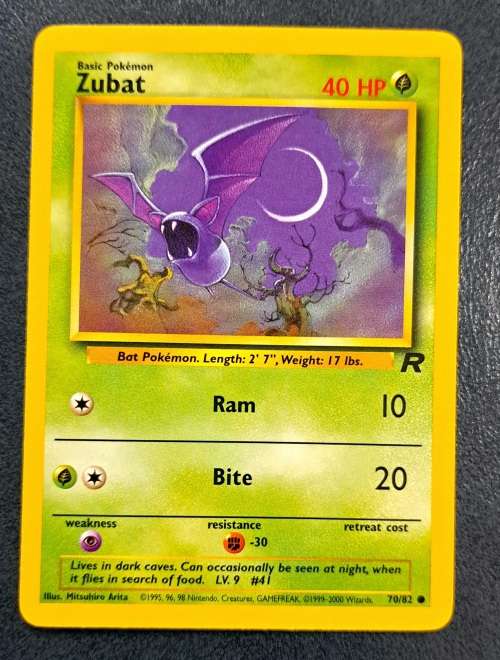 Pokemon Trading Cards - Zubat - 70/82 - 2000 Team Rocket Unlimited - LP/NM