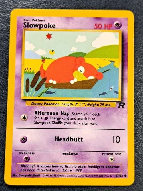 Pokemon Trading Cards - Slowpoke - 67/82 - 2000 Team Rocket Unlimited - LP/NM