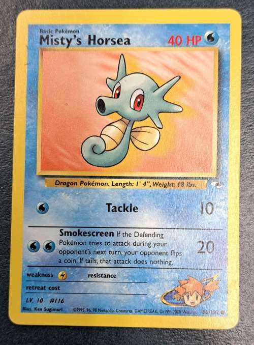 Pokemon Trading Cards - Misty`s Horsea - 86/132 - 2000 Gym Heroes Unl - LP/NM