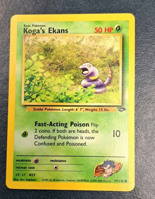 Pokemon Trading Cards - Koga`s Ekans - 77/132 - 2000 Gym Heroes Unl - LP/NM