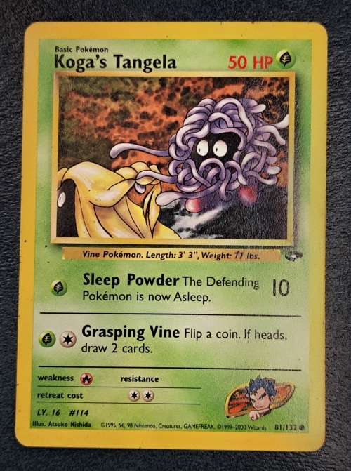 Pokemon Trading Cards - Koga`s Tangela - 81/132 - 2000 Gym Heroes Unl - LP/NM
