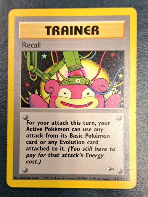 Pokemon Trading Cards - Recall - 116/132 - 2000 Gym Heroes Unl - LP/NM