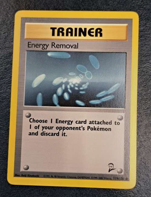 Pokemon Trading Cards - Energy Removal - 119/130 - 2000 Base Set 2 Unl - LP/NM