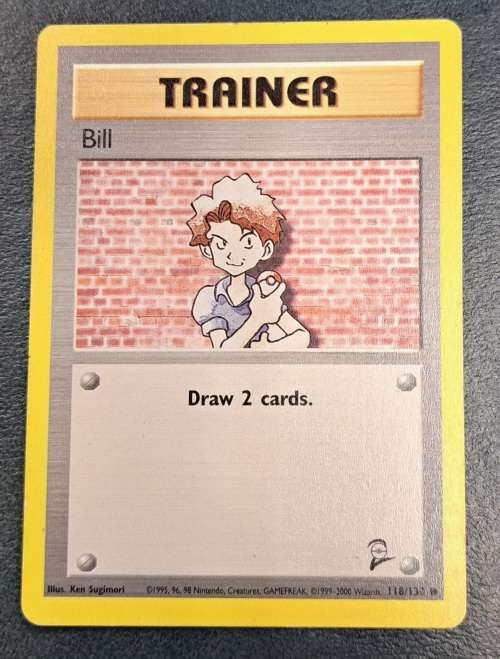 Pokemon Trading Cards - Bill - 118/130 - 2000 Base Set 2 Unl - LP/NM