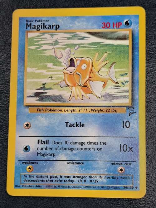Pokemon Trading Cards - Magikarp - 50/130 - 2000 Base Set 2 Unl - LP/NM