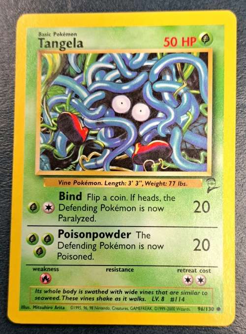 Pokemon Trading Cards - Tangela - 96/130 - 2000 Base Set 2 Unl - LP/NM