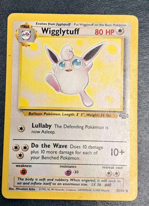 Pokemon Trading Cards - Wigglytuff - 32/64 - Rare - 1999 Jungle Unlimited Singles - LP/NM