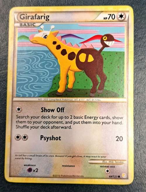 Pokemon Trading Cards - Girafarig - 64/123 - Heart Gold Soul Silver - LP/NM