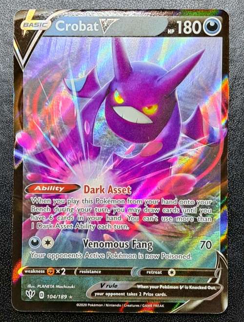 Pokemon Trading Cards - Crobat V - 104/189 - Ultra Rare - Darkness Ablaze - NM