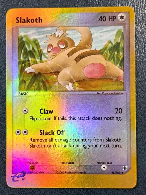 Pokemon Trading Cards -  Slakoth - 45/109 - Reverse Holo - 2003 Ex Ruby & Sapphire LP