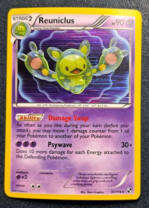 Pokemon Trading Cards -  Reuniclus - 57/114 - Holo Rare - Black & White (Base Set) Singles NM