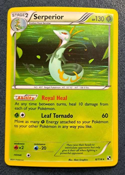 Pokemon Trading Cards - Serperior - 6/114 - Holo Rare - Black & White Base Set - NM