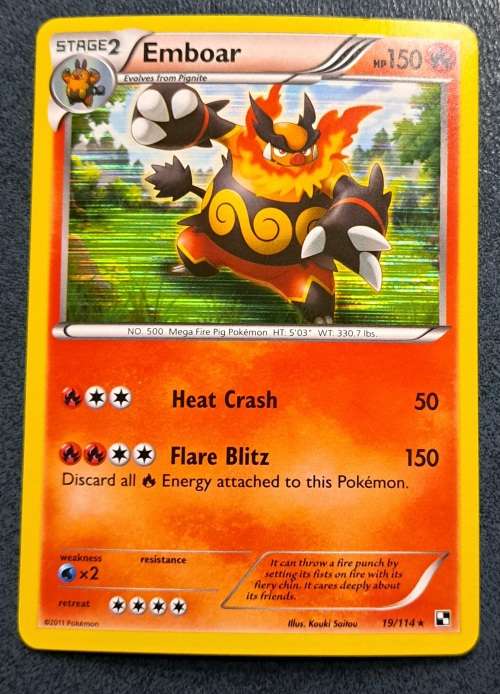 Pokemon Trading Cards - Emboar - 19/114 - Holo Rare - Black & White Base Set - NM
