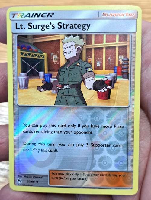 Pokemon Trading Cards - Lt. Surge`s Strategy - 60/68 - Reverse Holo - Hidden Fates - NM