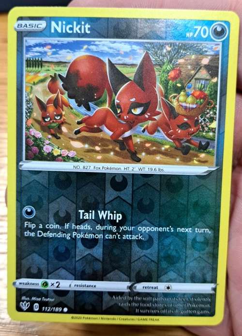 Pokemon Trading Cards - Nickit - 112/189 - Reverse Holo - Darkness Ablaze - NM