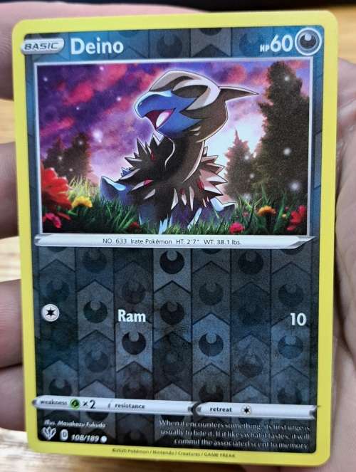 Pokemon Trading Cards - Deino - 108/189 - Reverse Holo - Darkness Ablaze - NM