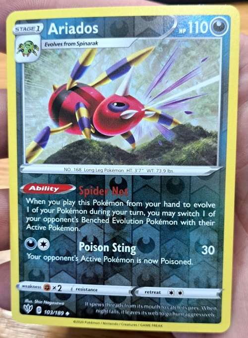 Pokemon Trading Cards - Ariados - 103/189 - Reverse Holo - Darkness Ablaze - NM