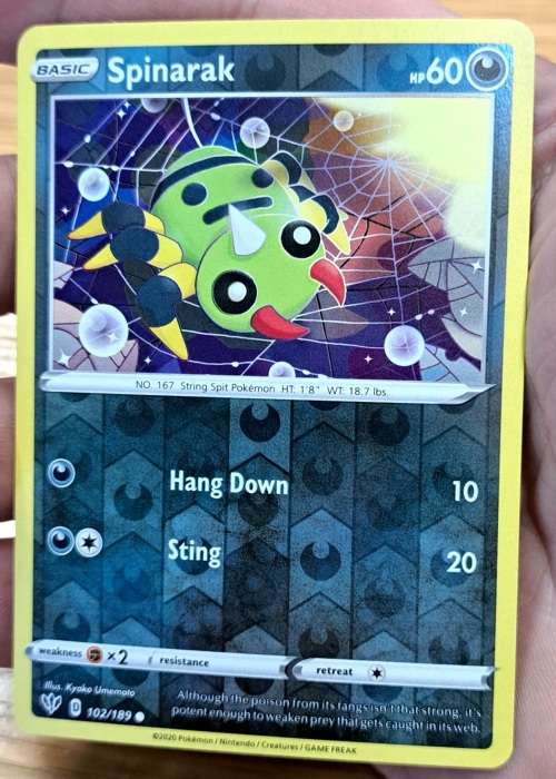 Pokemon Trading Cards - Spinarak - 102/189 - Reverse Holo - Darkness Ablaze - NM