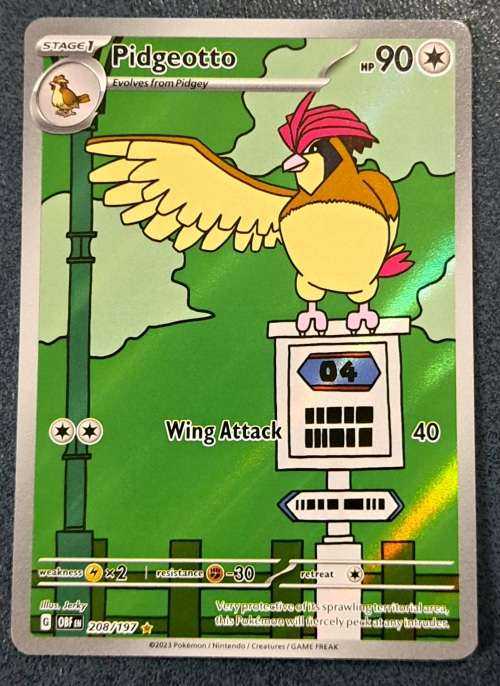 Pokemon Trading Cards - TCG - Pidgeotto - 208/197 - Illustration Rare - Obsidian Flames - NM