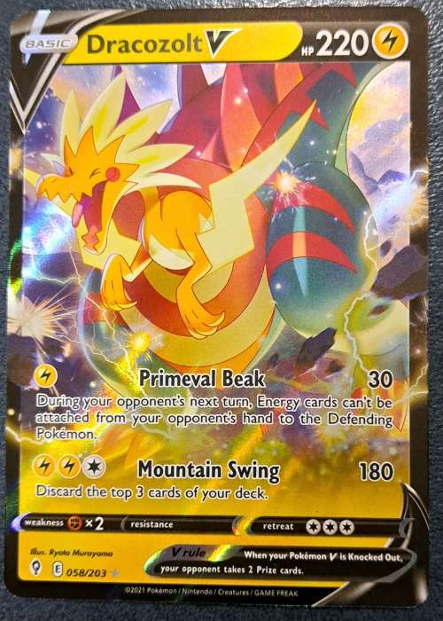 Pokemon Trading Cards - TCG - Dracozolt V - 058/203 - Ultra Rare - Evolving Skies - NM