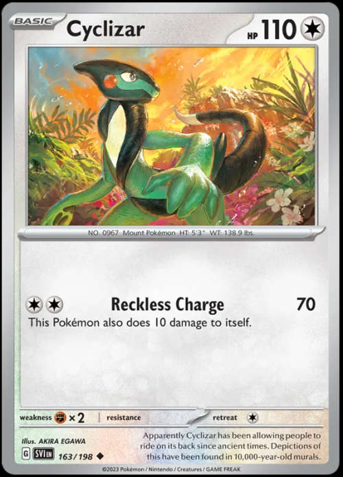 Pokemon Trading Cards - Cyclizar - 163/198 - Uncommon - Scarlet & Violet (Base Set) - NM