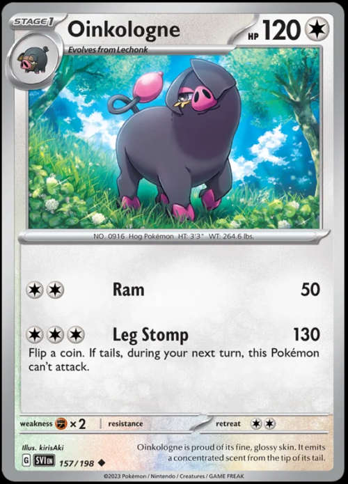 Pokemon Trading Cards - Oinkologne - 157/198 - Uncommon - Scarlet & Violet (Base Set) - NM