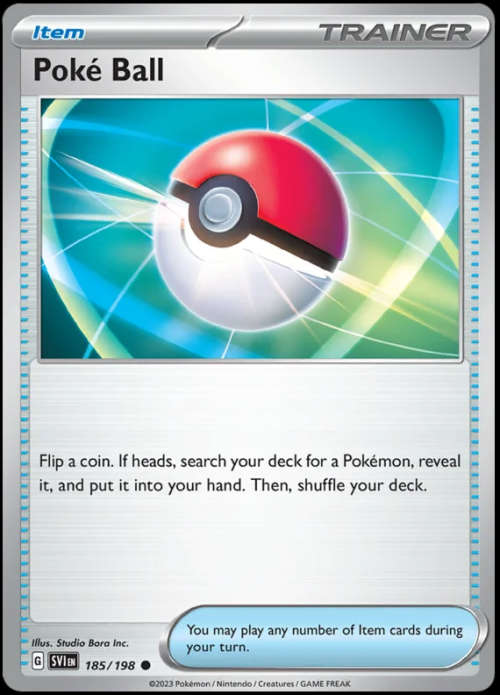 Pokemon Trading Cards - Poke Ball - 185/198 - Common - Scarlet & Violet (Base Set) - NM