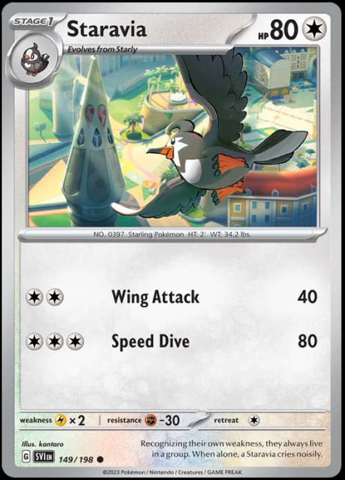 Pokemon Trading Cards - Staravia - 149/198 - Common - Scarlet & Violet (Base Set) - NM