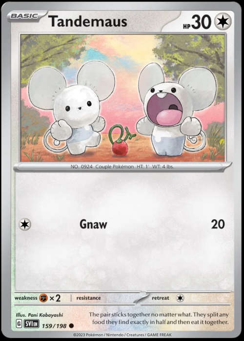 Pokemon Trading Cards - Tandemaus - 159/198 - Common - Scarlet & Violet (Base Set) - NM