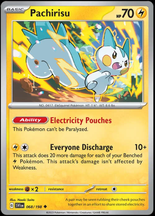 Pokemon Trading Cards - Pachirisu - 068/198 - Uncommon - Scarlet & Violet (Base Set) - NM