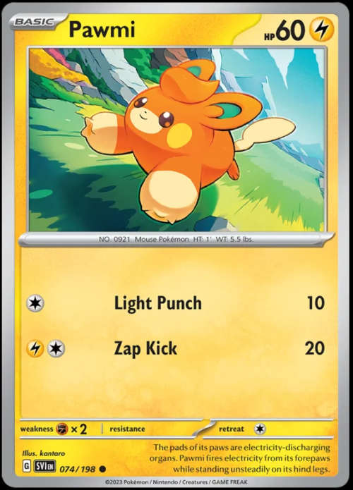 Pokemon Trading Cards - Pawmi - 074/198 - Common - Scarlet & Violet (Base Set) - NM
