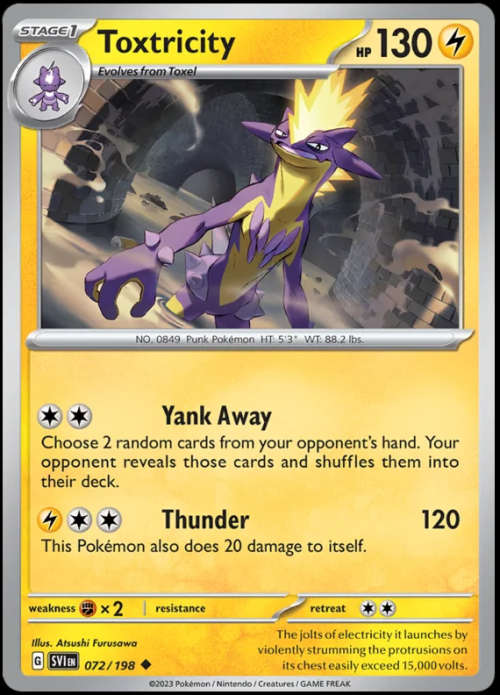 Pokemon Trading Cards - Toxtricity - 072/198 - Uncommon - Scarlet & Violet (Base Set) - NM
