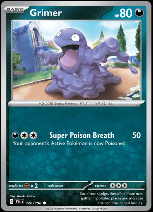 Pokemon Trading Cards - Grimer - 126/198 - Common - Scarlet & Violet - NM