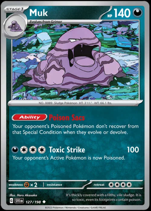 Pokemon Trading Cards - Muk - 127/198 - Uncommon - Scarlet & Violet - NM