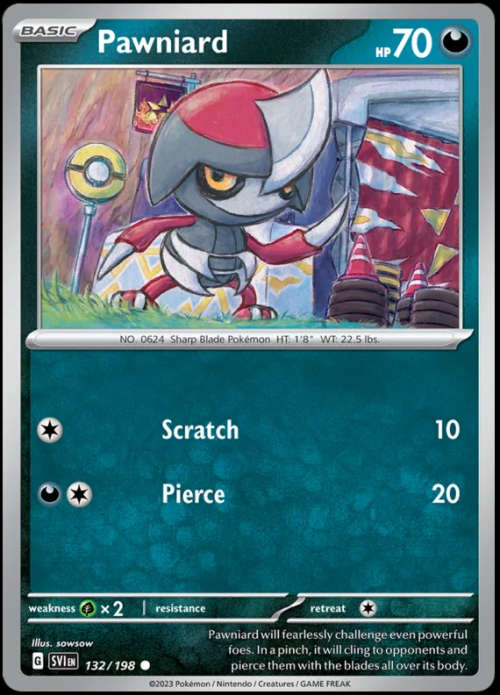 Pokemon Trading Cards - Pawniard - 132/198 - Common - Scarlet & Violet - NM