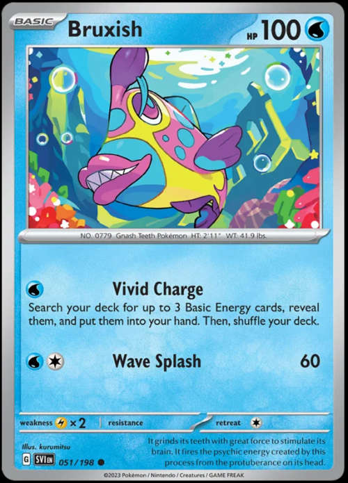 Pokemon Trading Cards - Bruxish - 051/198 - Common - Scarlet & Violet - NM