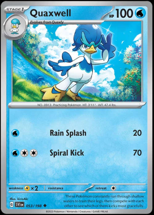 Pokemon Trading Cards - Quaxwell - 053/198 - Uncommon - Scarlet & Violet - NM