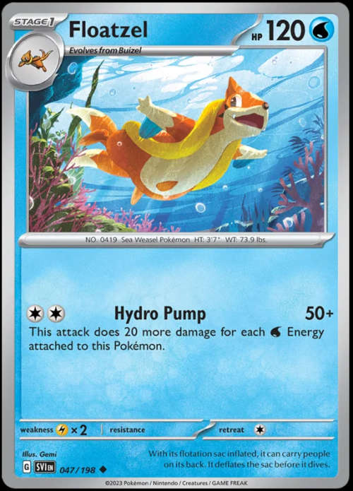 Pokemon Trading Cards - Floatzel - 047/198 - Uncommon - Scarlet & Violet - NM