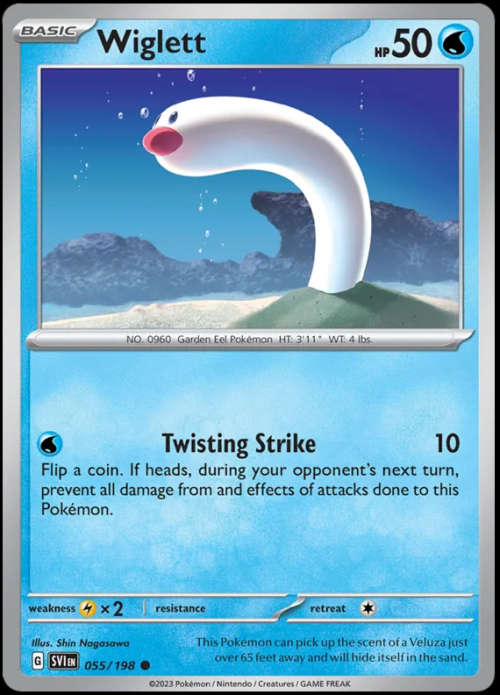 Pokemon Trading Cards - Wiglett - 055/198 - Common - Scarlet & Violet - NM
