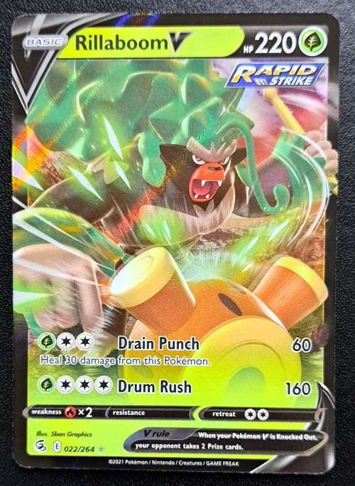 Pokemon Trading Cards - Rillaboom V - 022/264 - Ultra Rare - Fusion Strike - NM