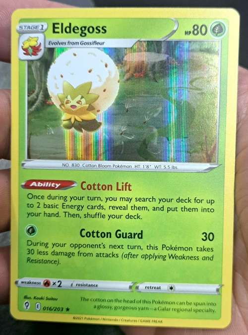 Pokemon Trading Cards - Eldegoss - 016/203 - Holo Rare - Evolving Skies - NM