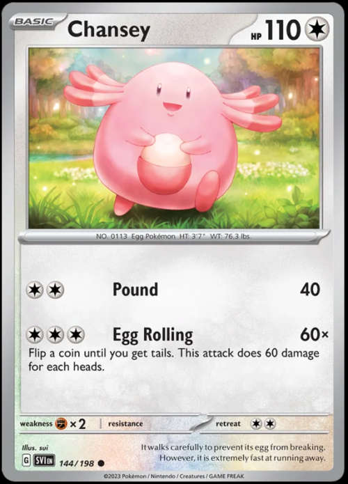 Pokemon Trading Cards - Chansey - 144/198 - Scarlet & Violet Base Set - NM
