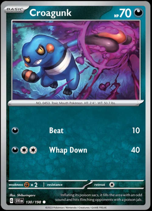 Pokemon Trading Cards - Croagunk - 130/198 - Scarlet & Violet Base Set - NM