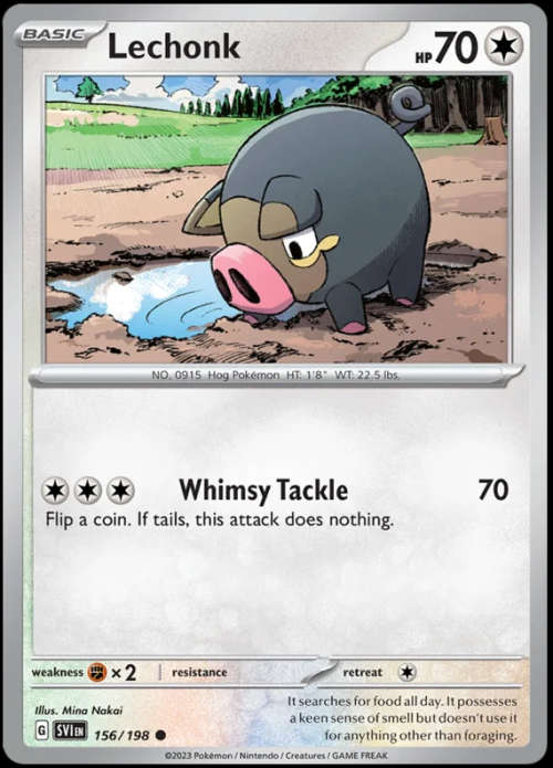 Pokemon Trading Cards - Lechonk - 156/198 - Scarlet & Violet Base Set - NM