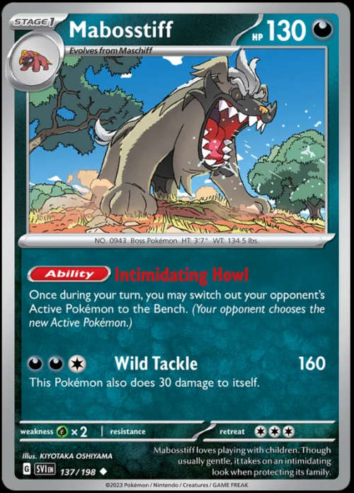 Pokemon Trading Cards - Mabosstiff - 137/198 - Scarlet & Violet Base Set - NM