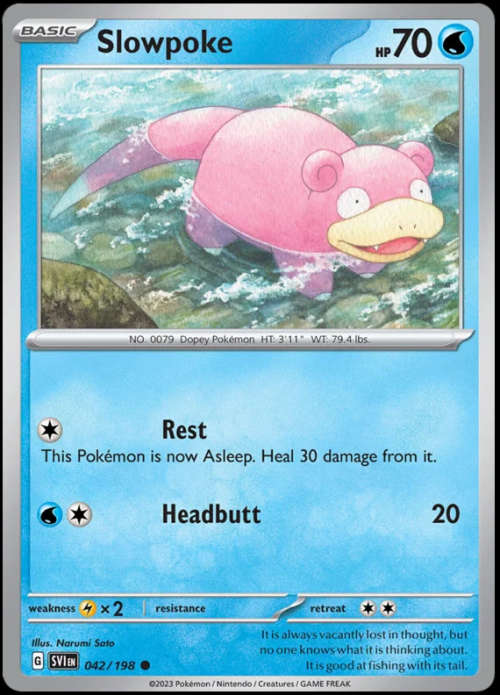 Pokemon Trading Cards - Slowpoke - 042/198 - Scarlet & Violet Base Set - NM