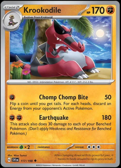 Pokemon Trading Cards - Krookodile - 117/198 - Scarlet & Violet Base Set - NM