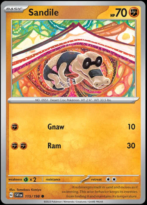 Pokemon Trading Cards - Sandile - 115/198 - Scarlet & Violet Base Set - NM