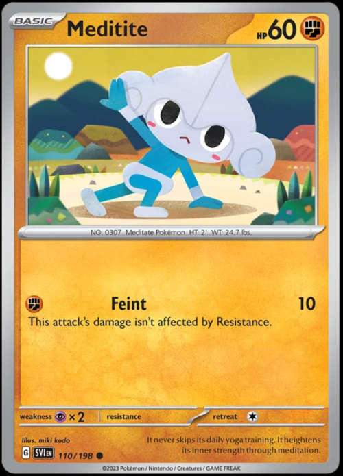 Pokemon Trading Cards - Meditite - 110/198 - Scarlet & Violet Base Set - NM